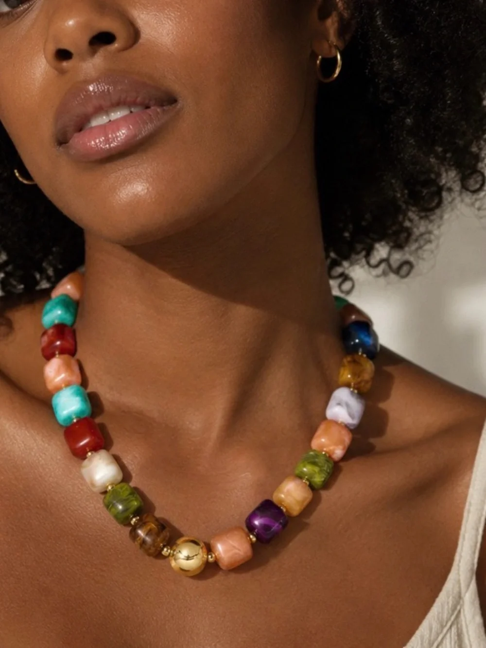 Multicolor Beaded Statement Necklace - Jewelry - Picture 1 of 3